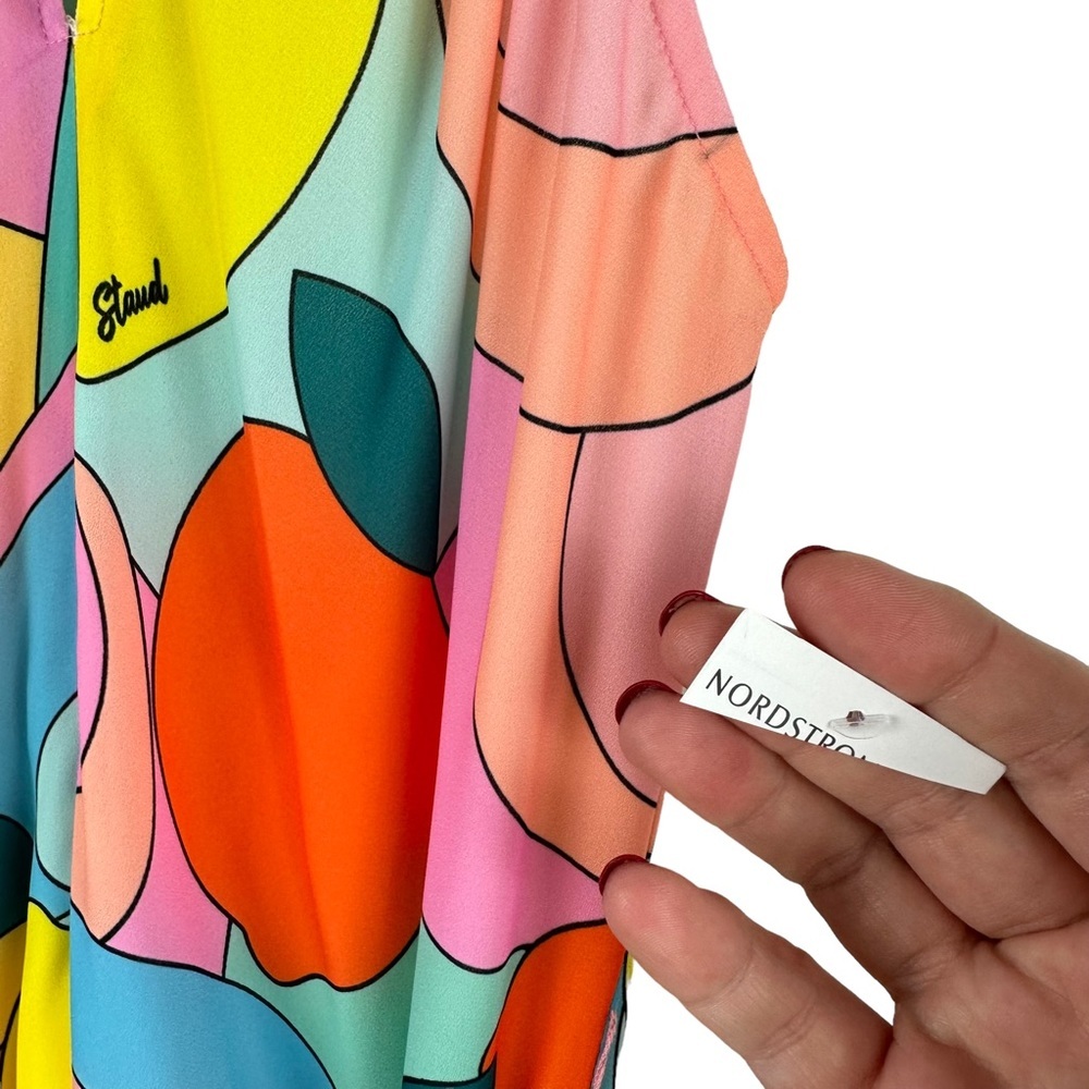 NWT Staud Sz XS Women's The Kai Midi Halter Neck Dress in Citrus Kaleidoscope - Picture 5 of 16